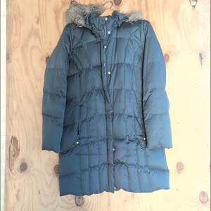 Eddie Bauer Goose Down Y2K Vintage Parka Puffer Coat Faux Fur Hood Women's XLT